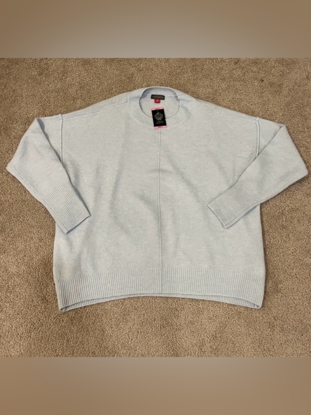 Vince Camuto Frozen Blue Crewneck Sweater with Center Seam